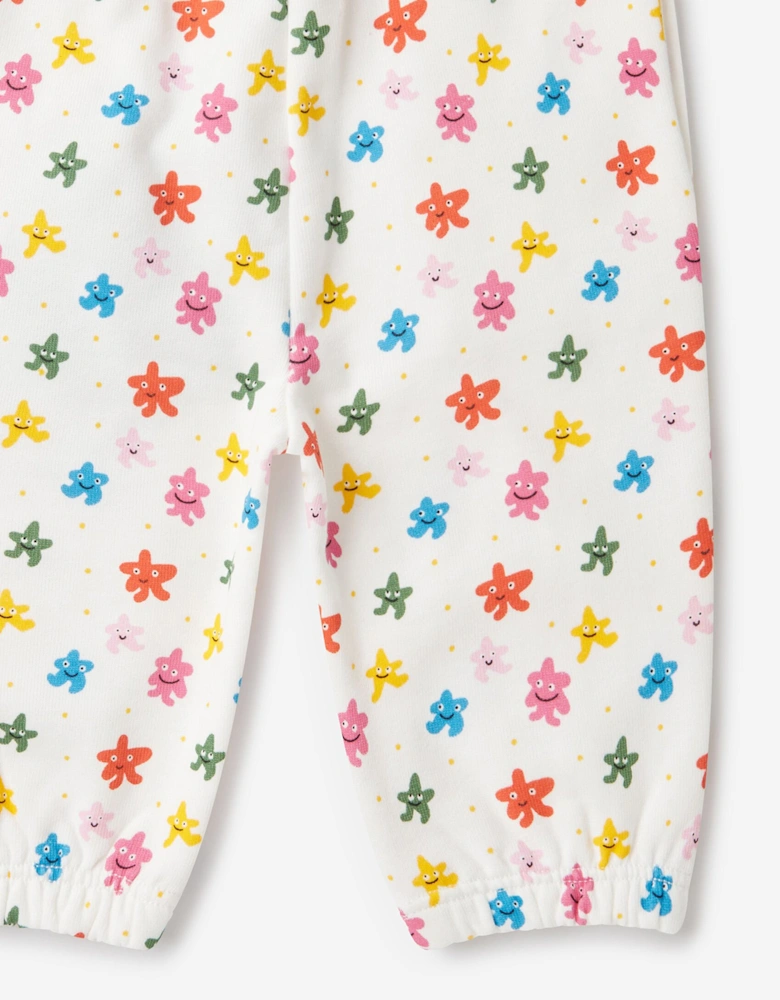 Baby Girls Star Print Joggers in Ivory