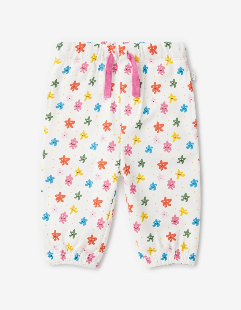 Baby Girls Star Print Joggers in Ivory