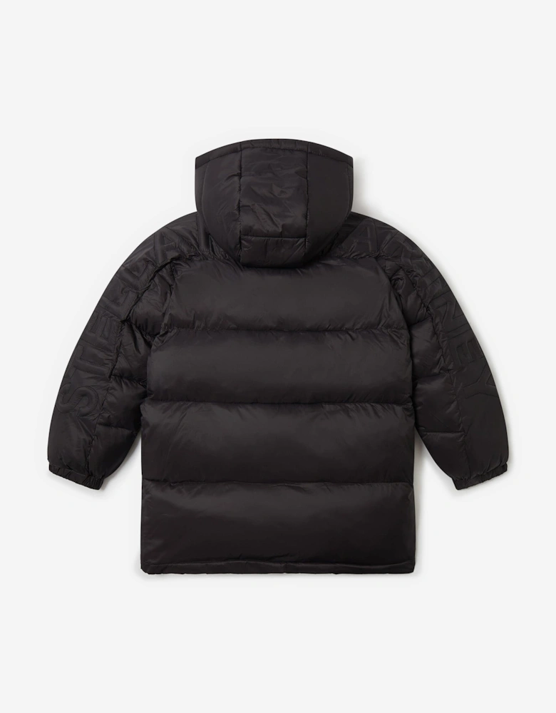 Boys Contrast Pocket Puffer Jacket in Black