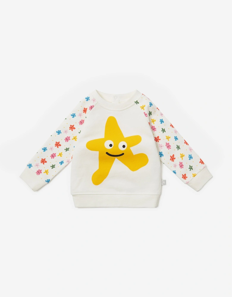 Baby Girls Star Sweatshirt in Ivory