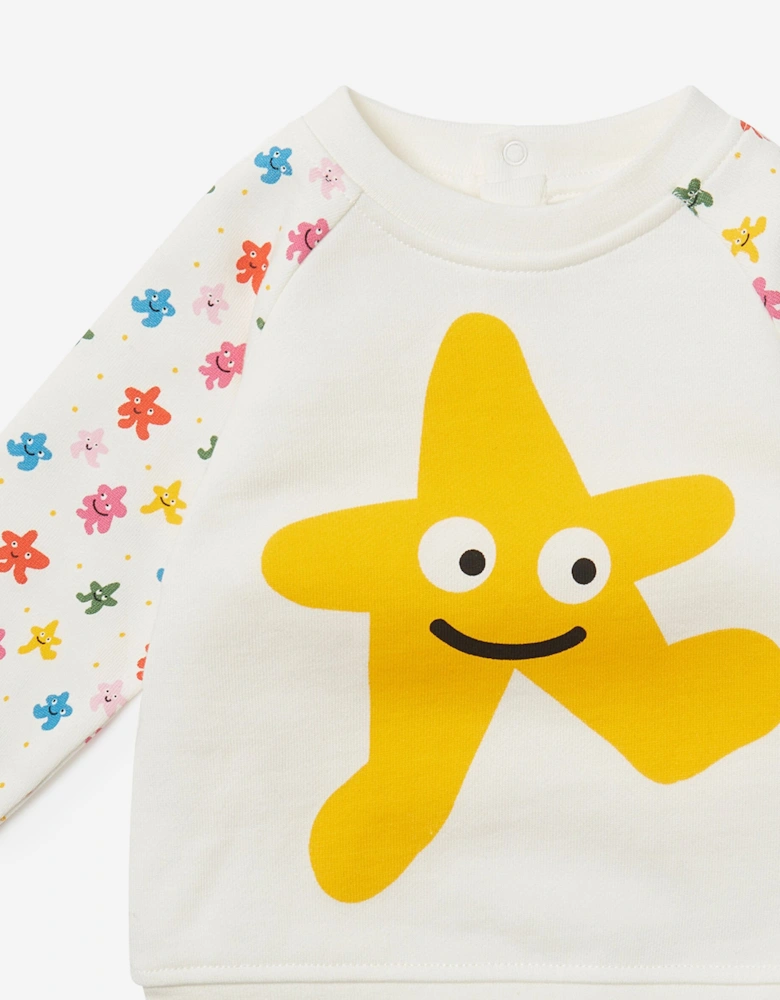 Baby Girls Star Sweatshirt in Ivory