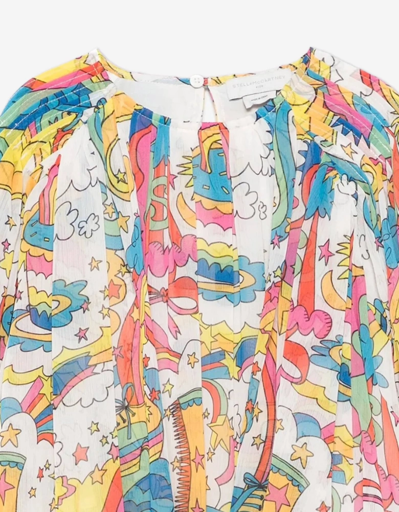 Girls Psycadelic Georgette Dress in Multicolour