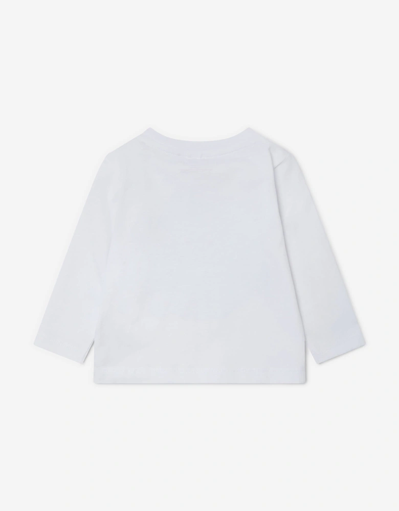 Baby Boys Long Sleeve Logo T-Shirt in White
