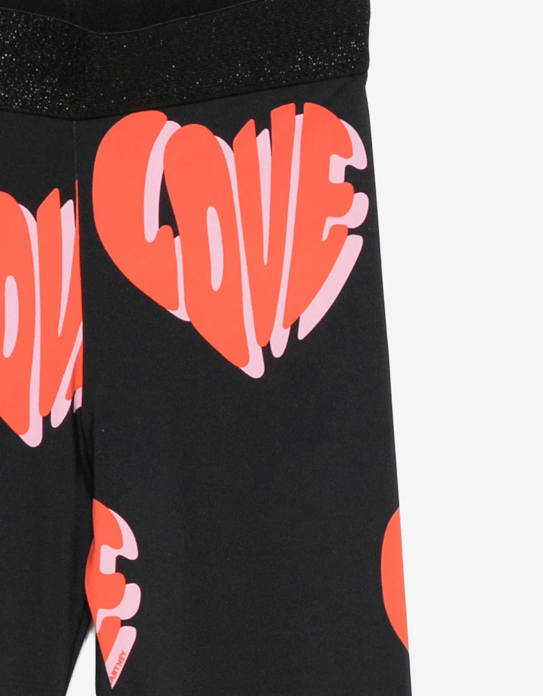 Girls Love AOP Leggings in Black