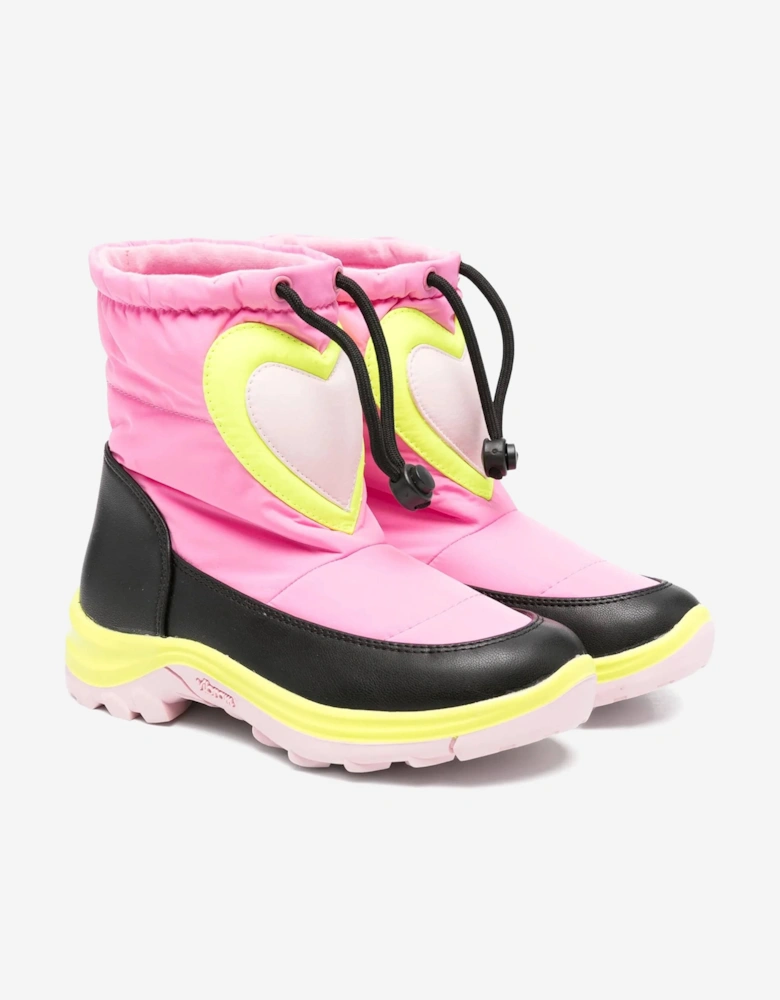 Girls Heart Snow Boots in Pink