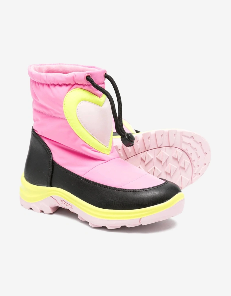 Girls Heart Snow Boots in Pink
