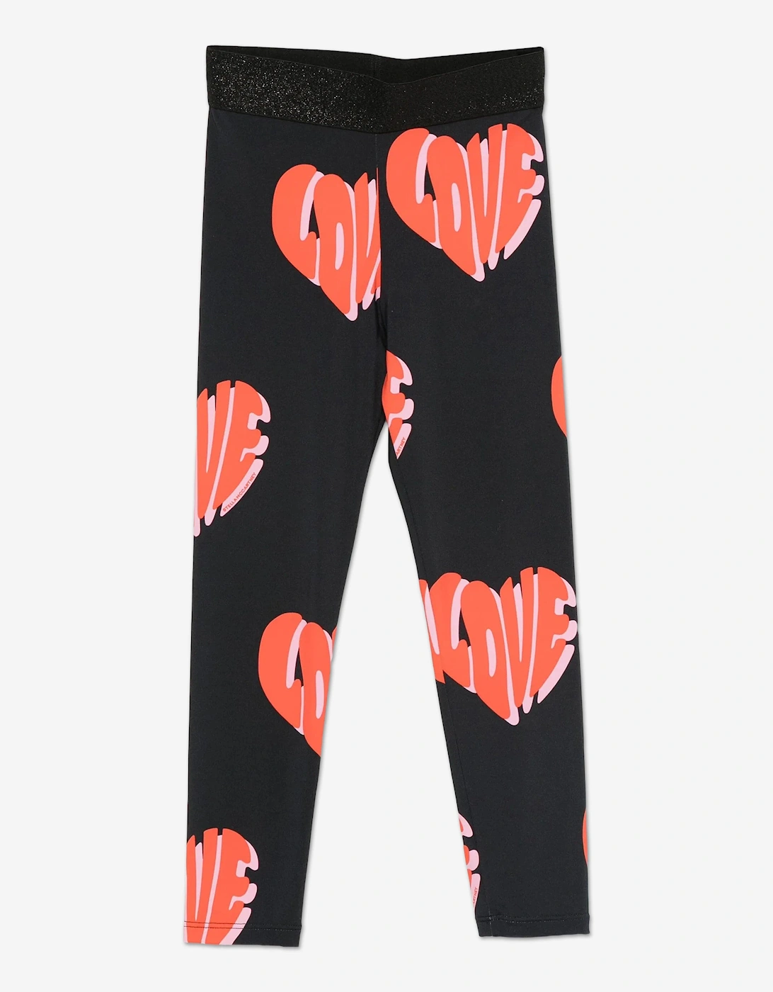 Stella Mccartney Girls Black Love Aop Leggings In  5 Years Size 5 Yrs Kids