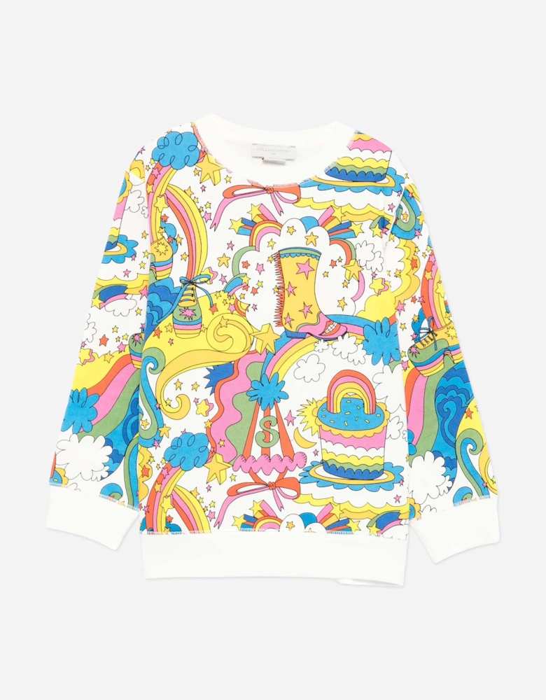 Girls Psycadelic AOP Sweatshirt in Ivory