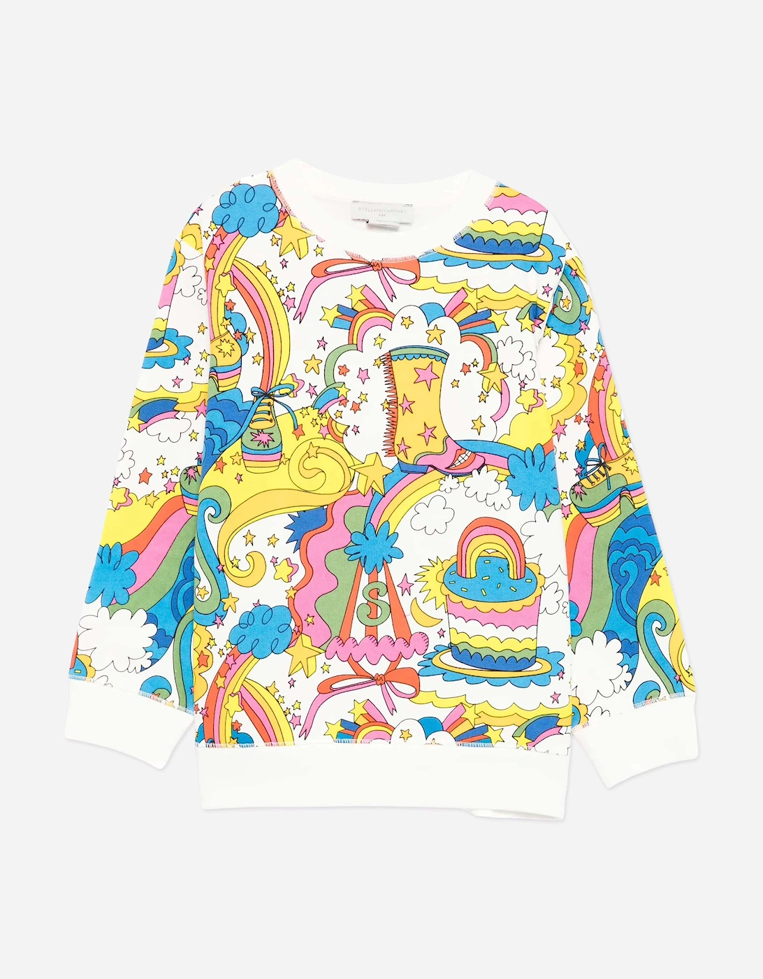 Girl's Stella McCartney Girls Psycadelic AOP Sweatshirt in Ivory - Cream - Size: 10 years
