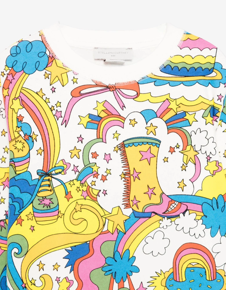 Girls Psycadelic AOP Sweatshirt in Ivory