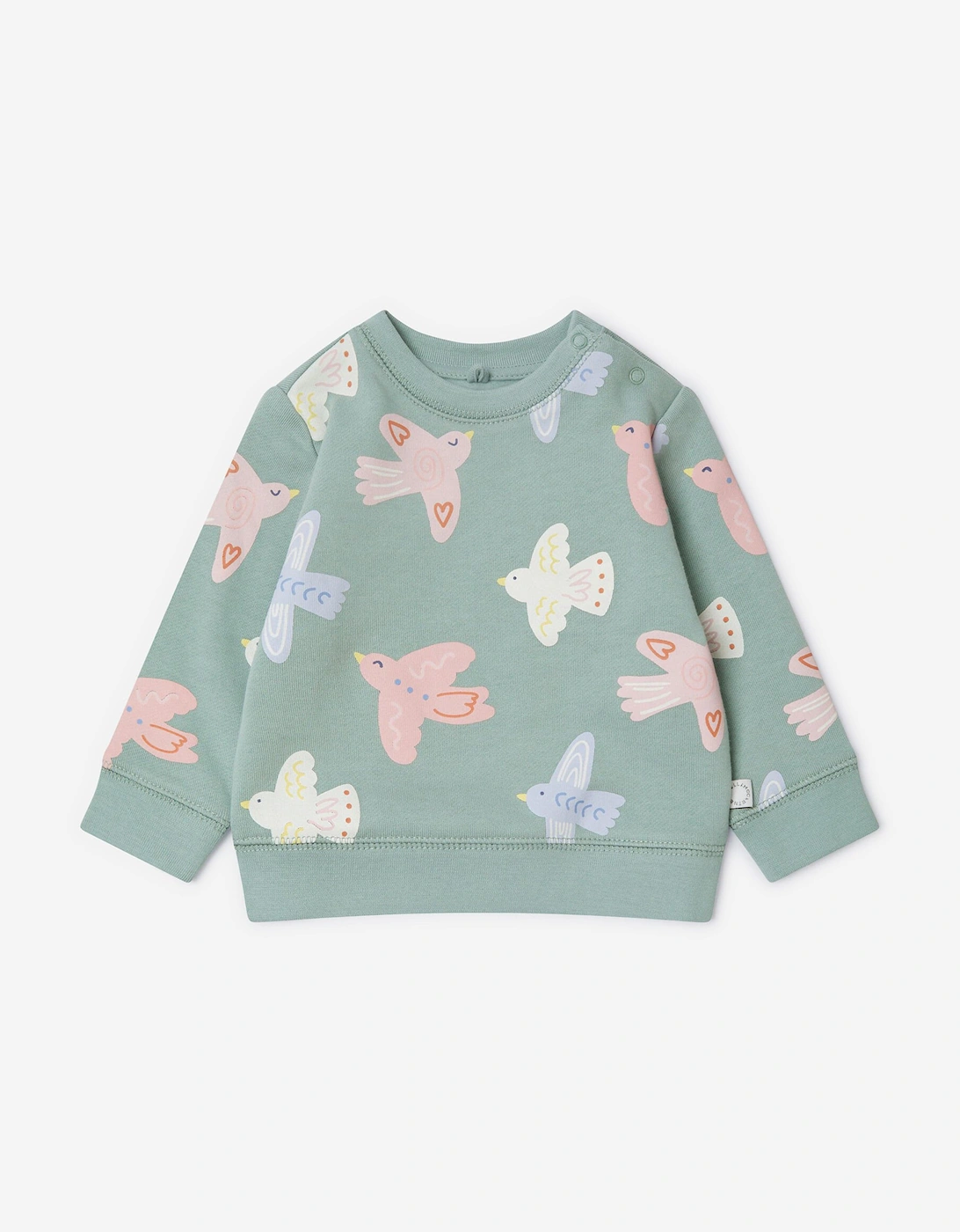 Baby Girls Birds AOP Sweatshirt in Grey, 5 of 4