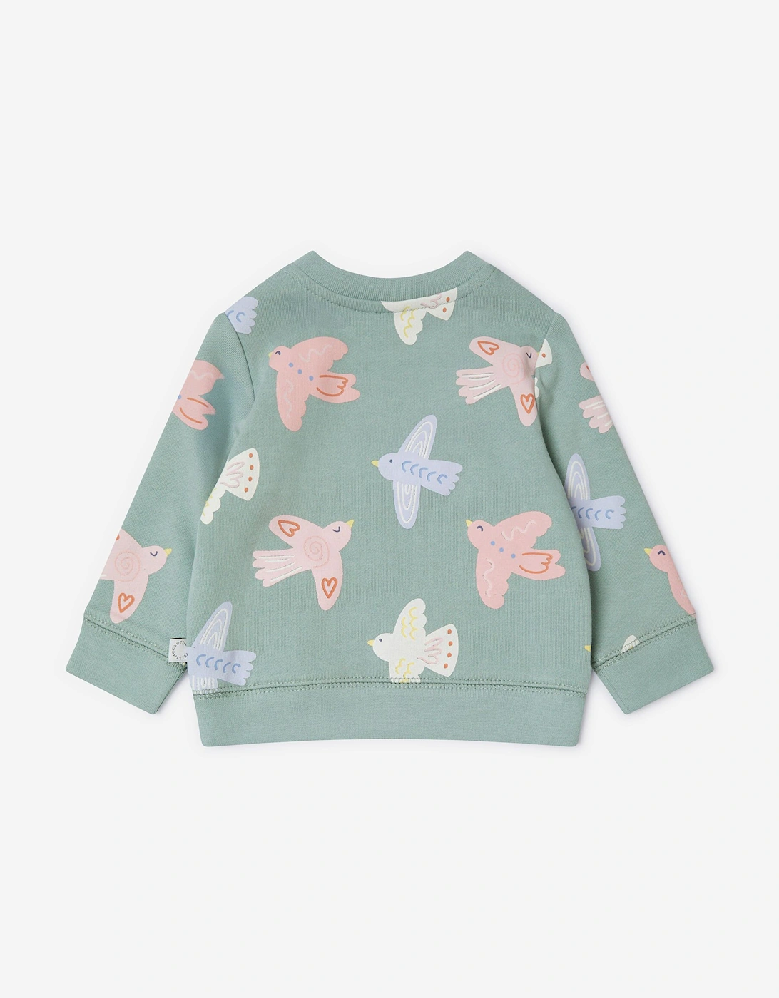 Baby Girls Birds AOP Sweatshirt in Grey