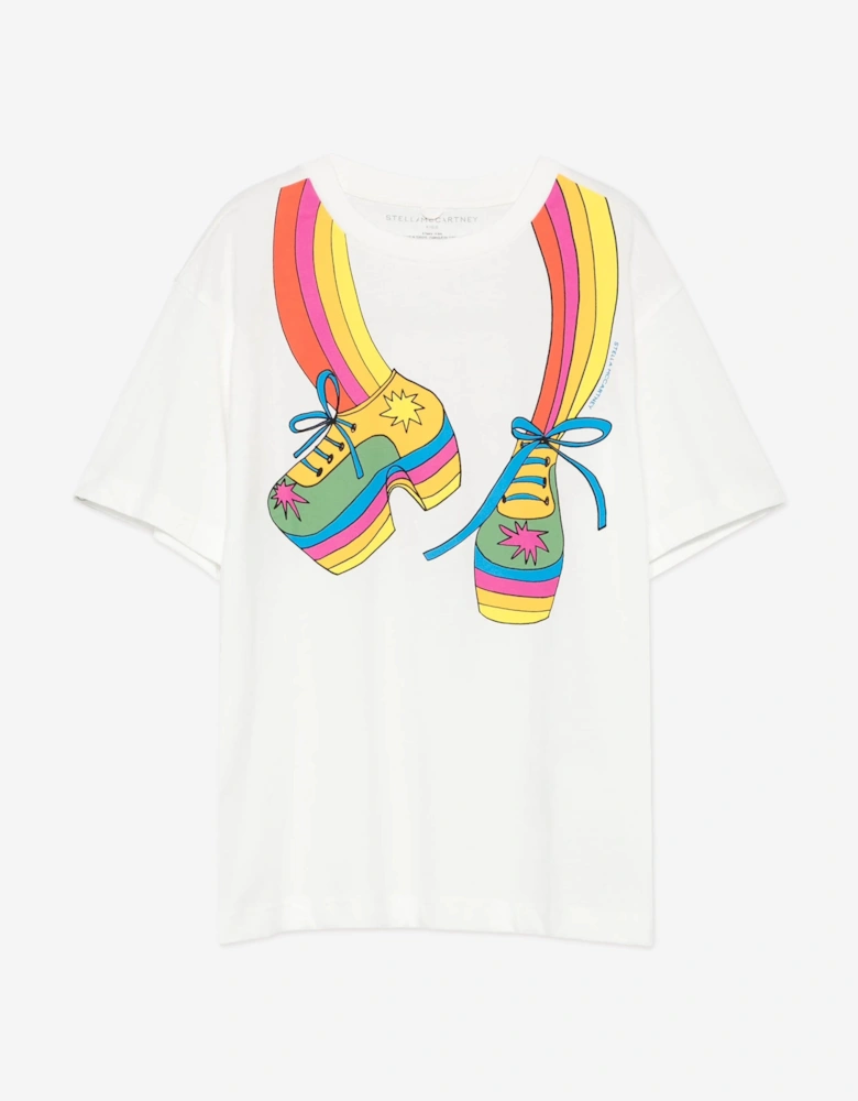 Girls Rainbow Shoes T-Shirt in Ivory