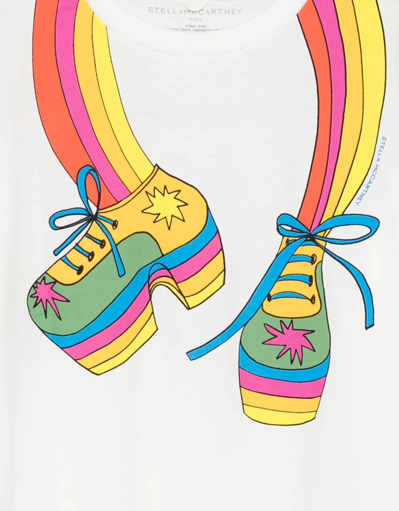 Girls Rainbow Shoes T-Shirt in Ivory