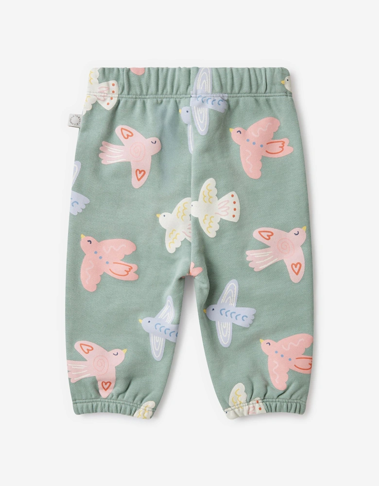 Baby Girls Birds AOP Joggers in Grey