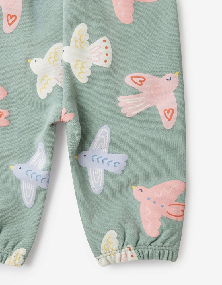 Baby Girls Birds AOP Joggers in Grey