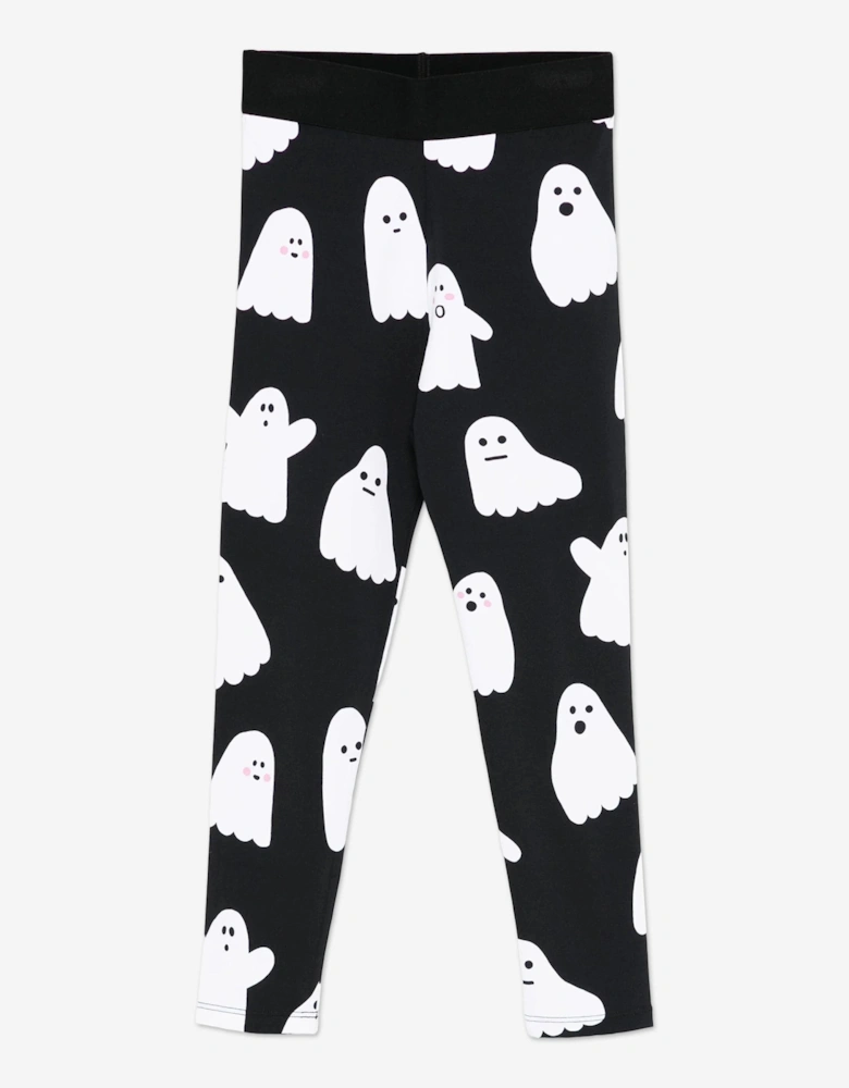 Girls Ghosts AOP Leggings in Black