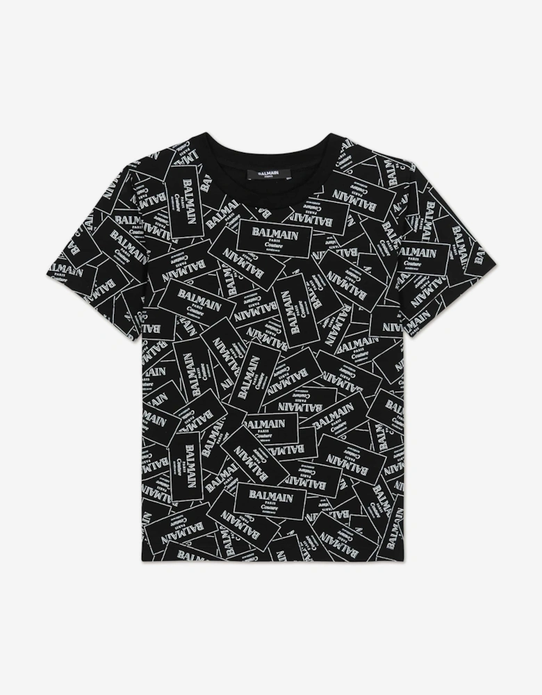 Kids Logo Print T-Shirt in Black