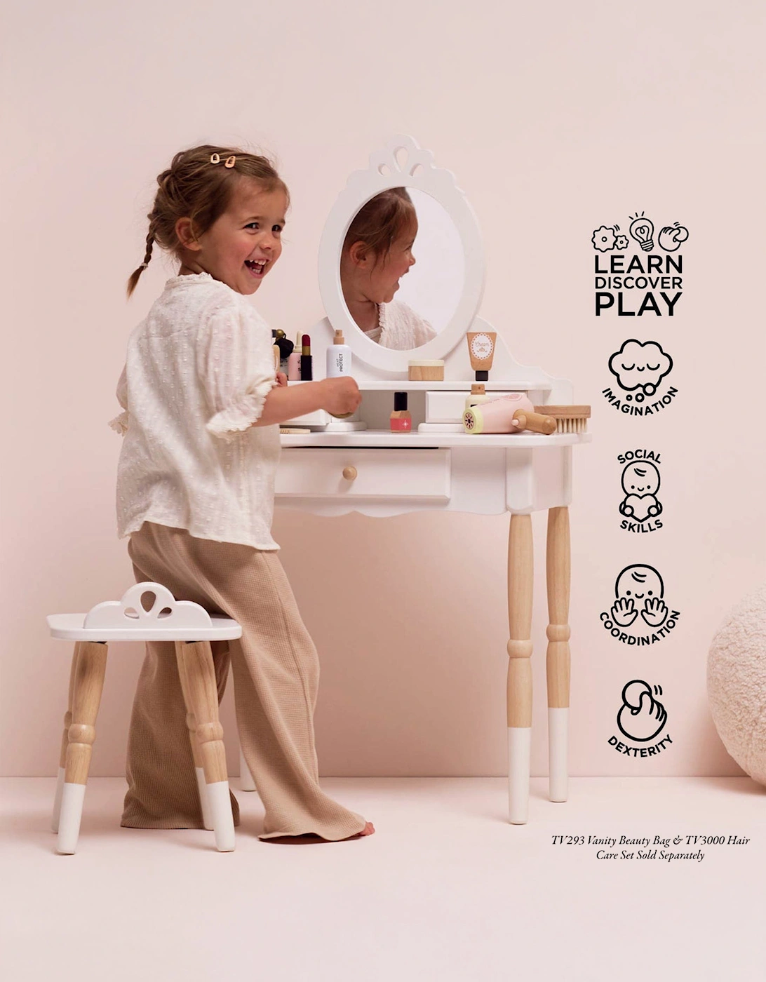 Dressing-up Vanity Table & Stool (W:55 x D:34 x H:92cm)