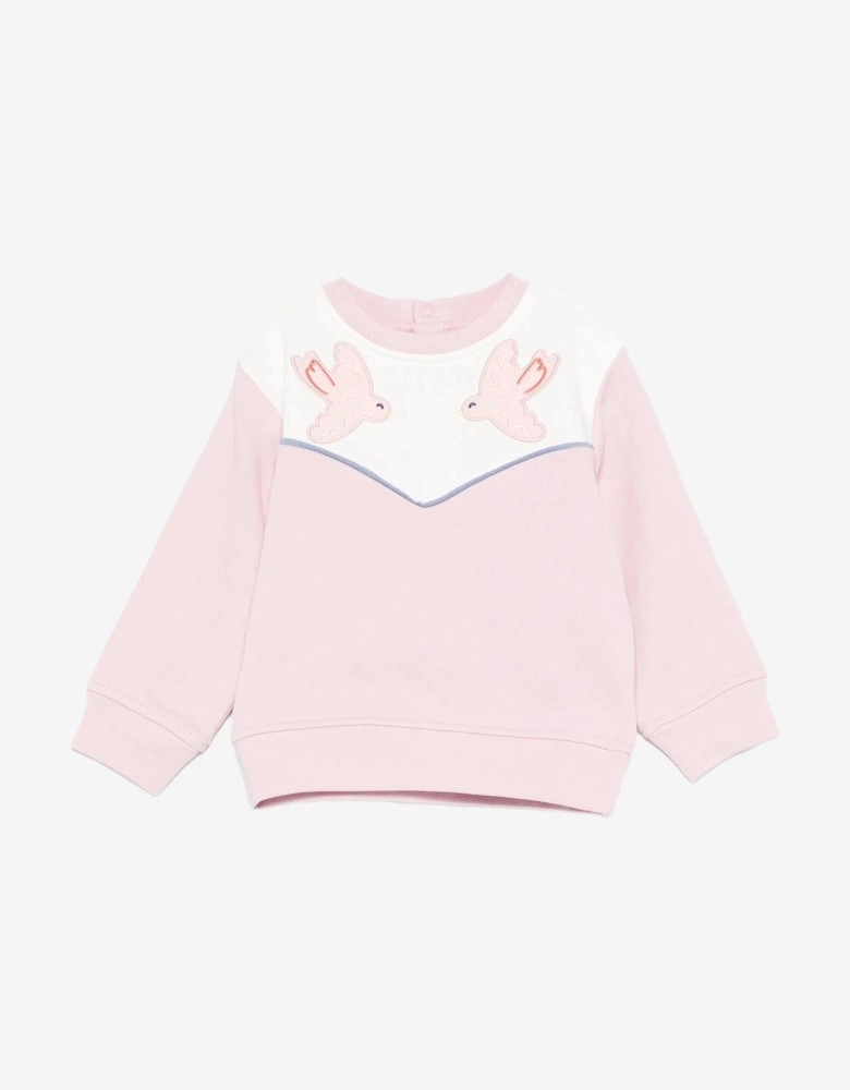 Baby Girls Birds Sweatshirt in Pink