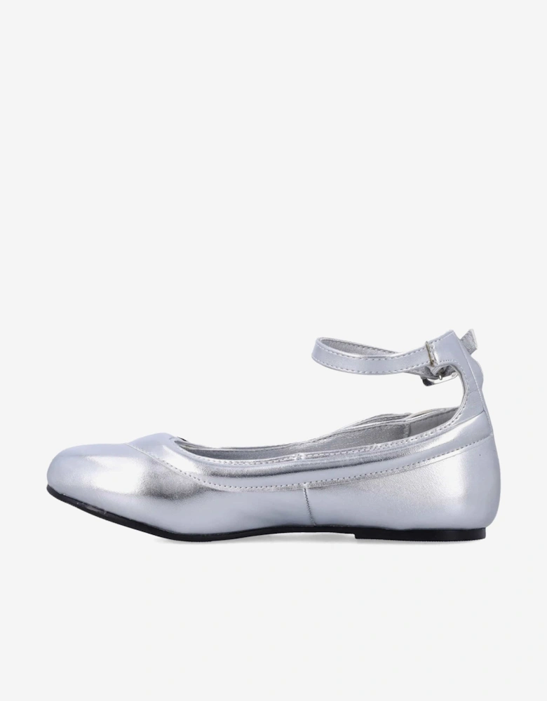 Girls Swan Ballerinas in Silver