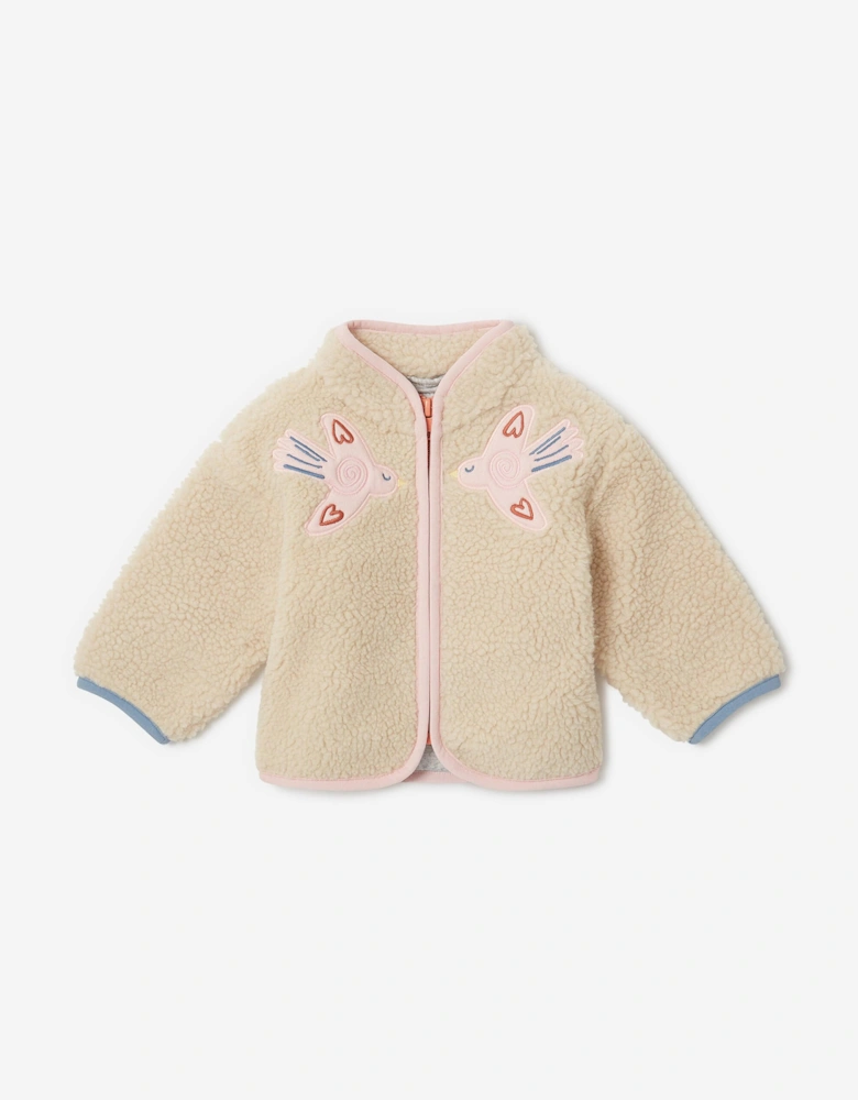 Baby Girls Teddy Fleece Jacket in Beige