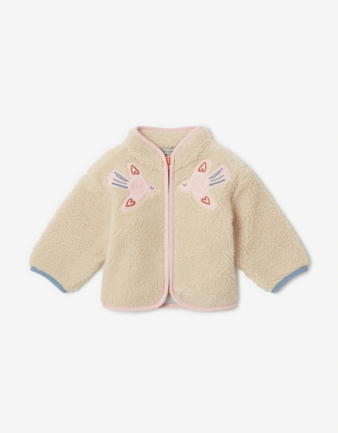 Baby Girls Teddy Fleece Jacket in Beige, 5 of 4