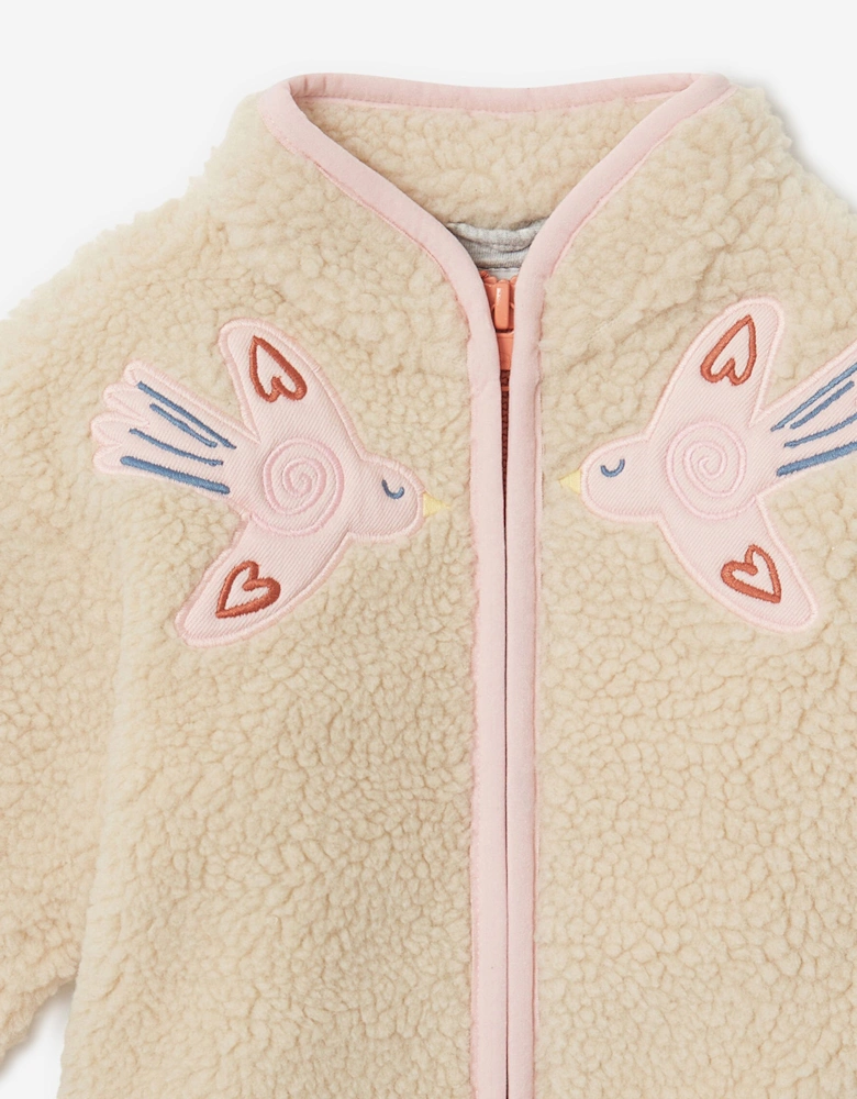 Baby Girls Teddy Fleece Jacket in Beige