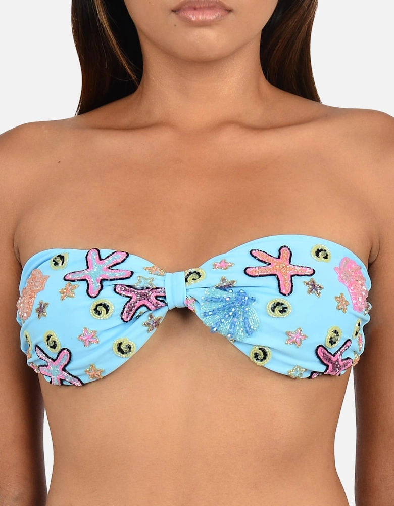 Quinn Clasp Closure Blue Bikini Top