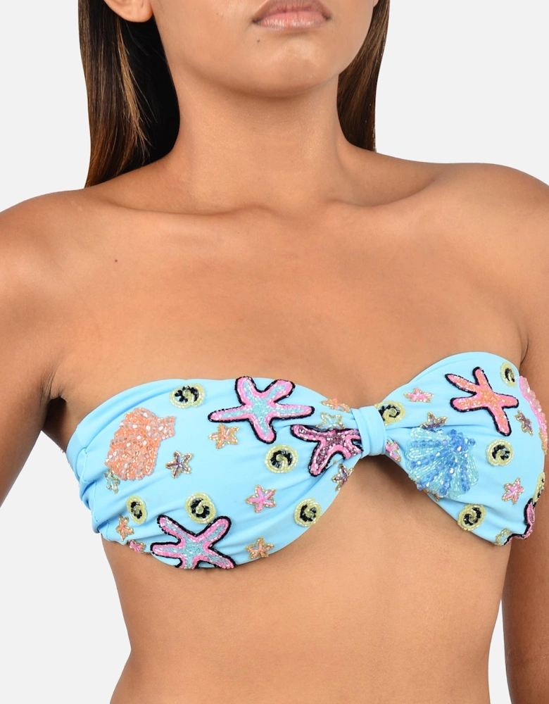 Quinn Clasp Closure Blue Bikini Top