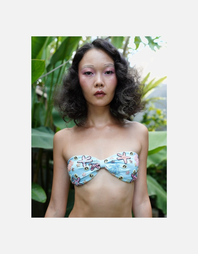 Quinn Clasp Closure Blue Bikini Top