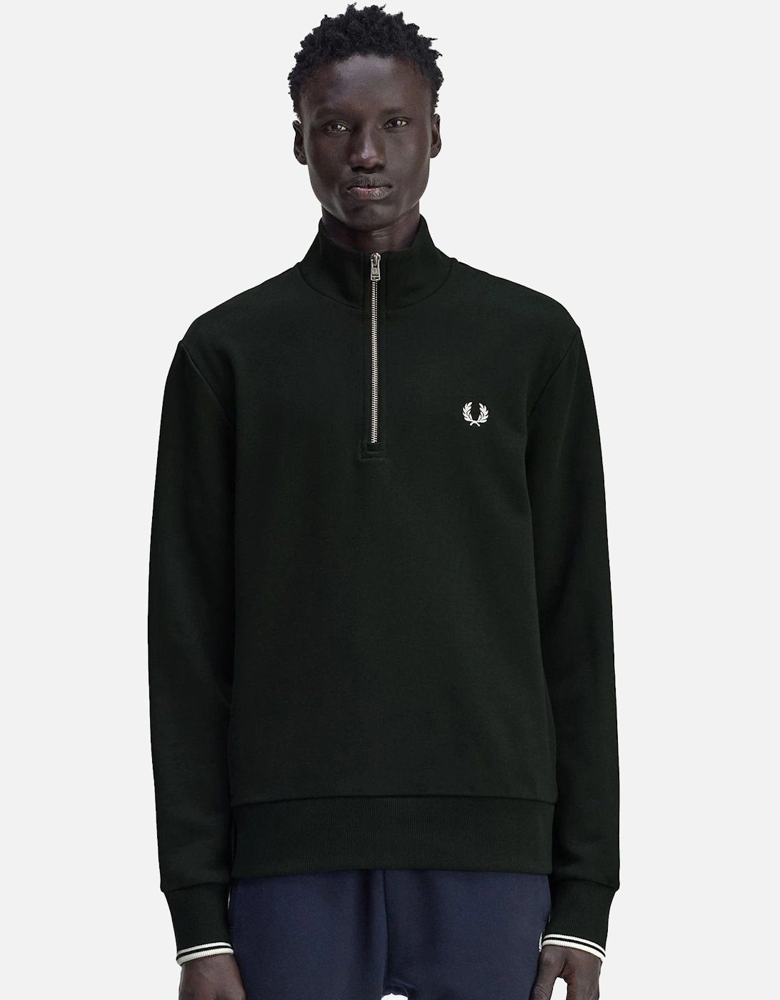 Half Zip Sweatshirt Night Green/Snow White