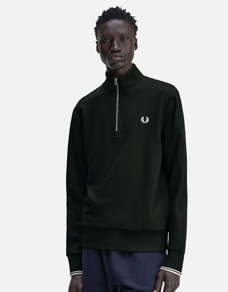 Half Zip Sweatshirt Night Green/Snow White