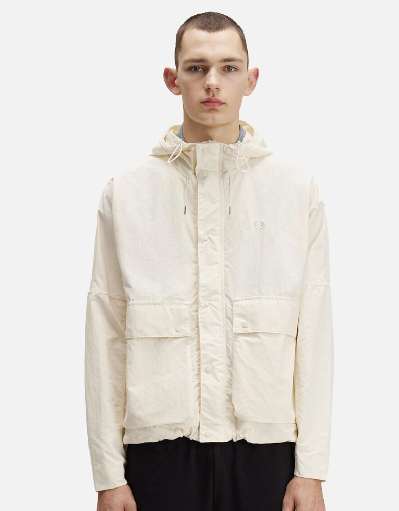 Cropped Ripstop Parka Ecru