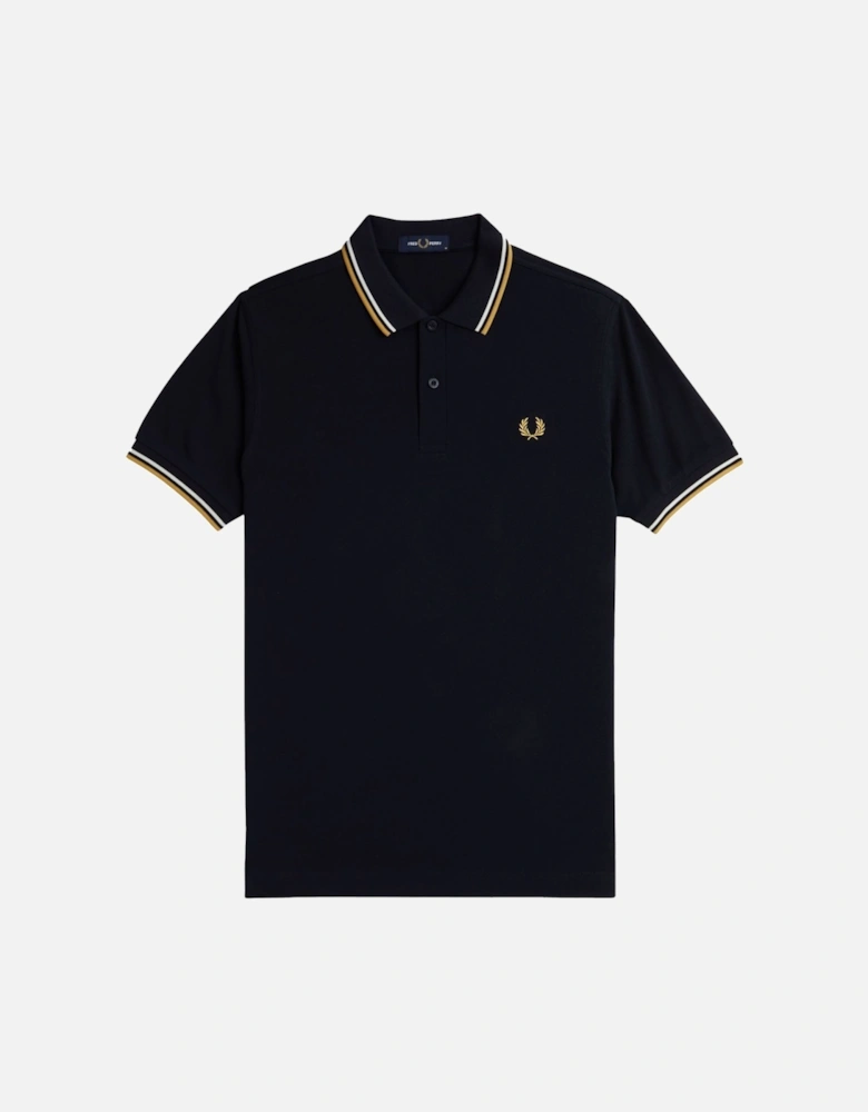 Twin Tipped Polo Shirt Navy/Ecru /Honeycomb