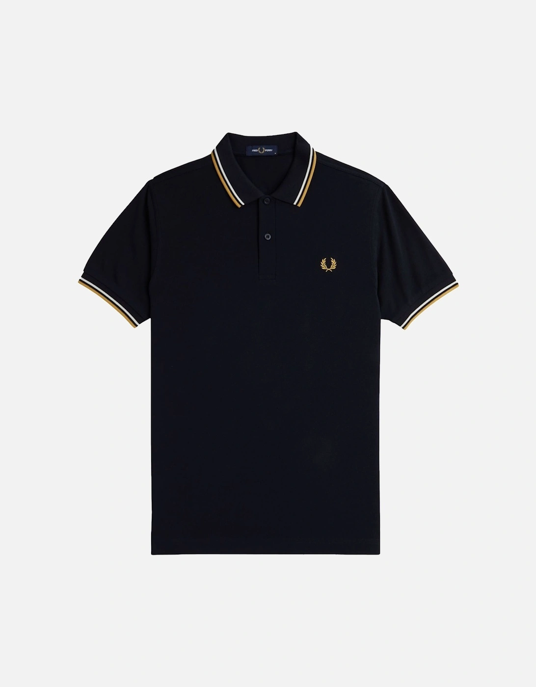 Men's Fred Perry Twin Tipped Polo Shirt Navy/Ecru /Honeycomb - Black - Size: 40