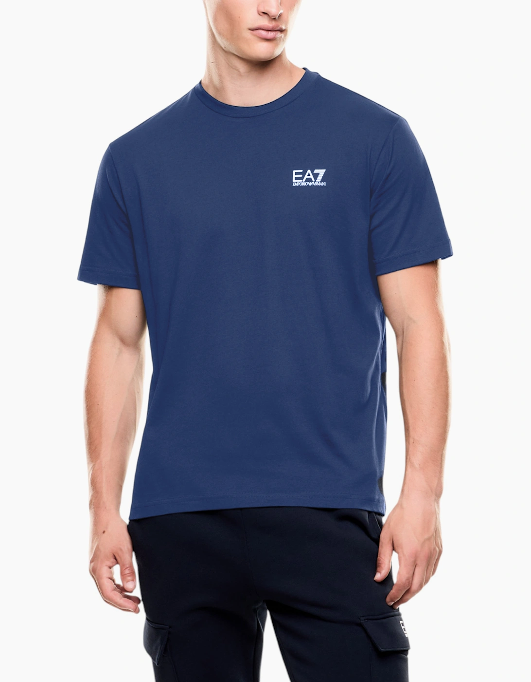 Armani Men's ARMANI EA7 8NPT18 Mens T Shirt Emporio Armani Short Sleeve Casual Cotton Tee Top - Navy