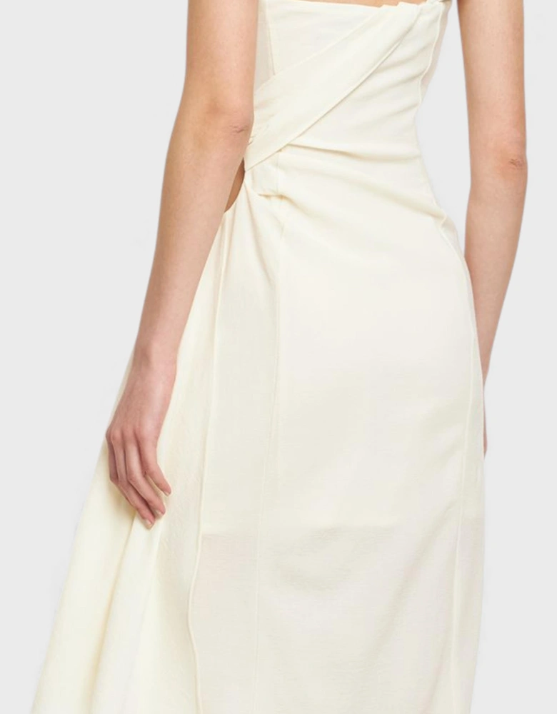 La Robe Abanada Wool Twill Midi Dress White