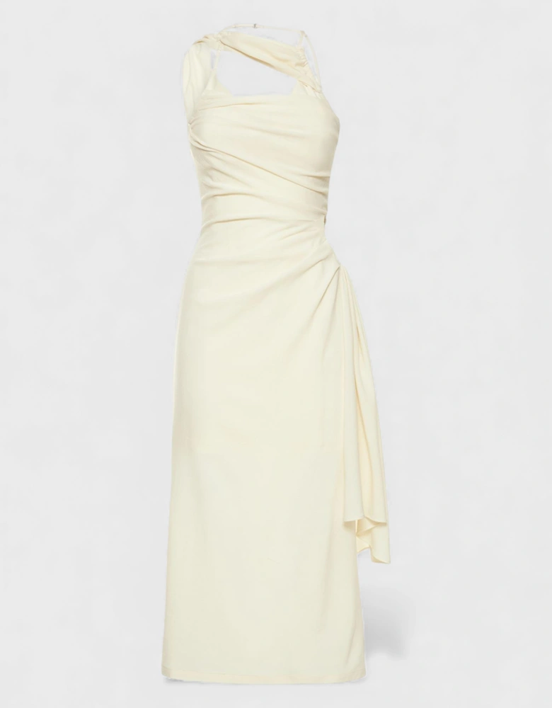 La Robe Abanada Wool Twill Midi Dress White