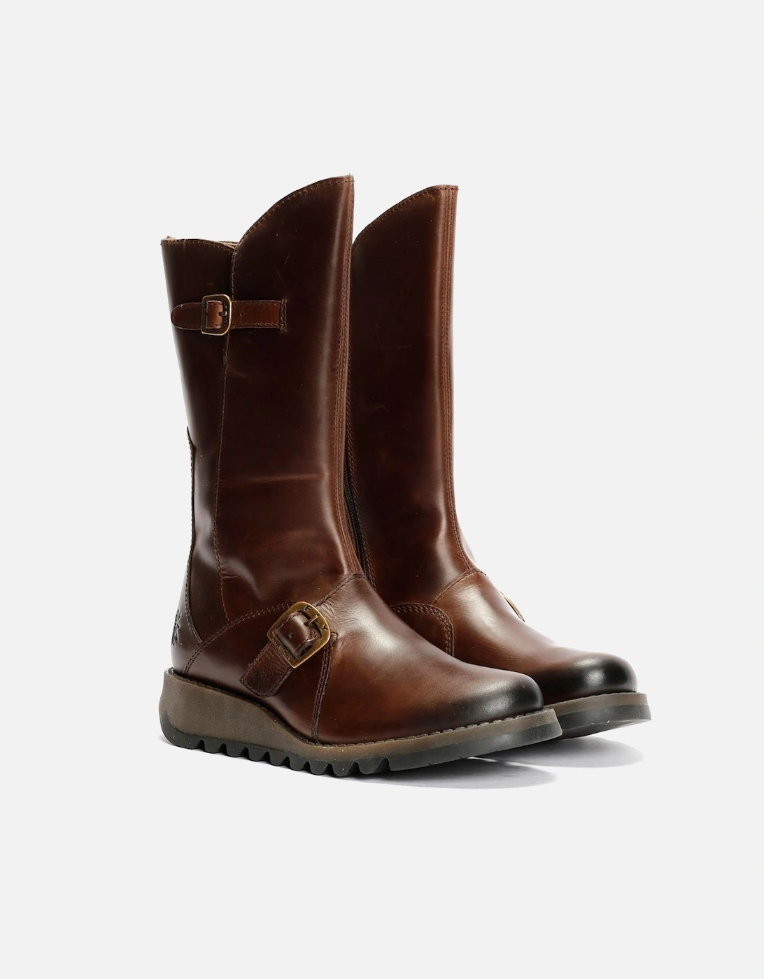 Women's Fly London MES 2 Rug Leather Women's Dark Brown Boots - Size: 4