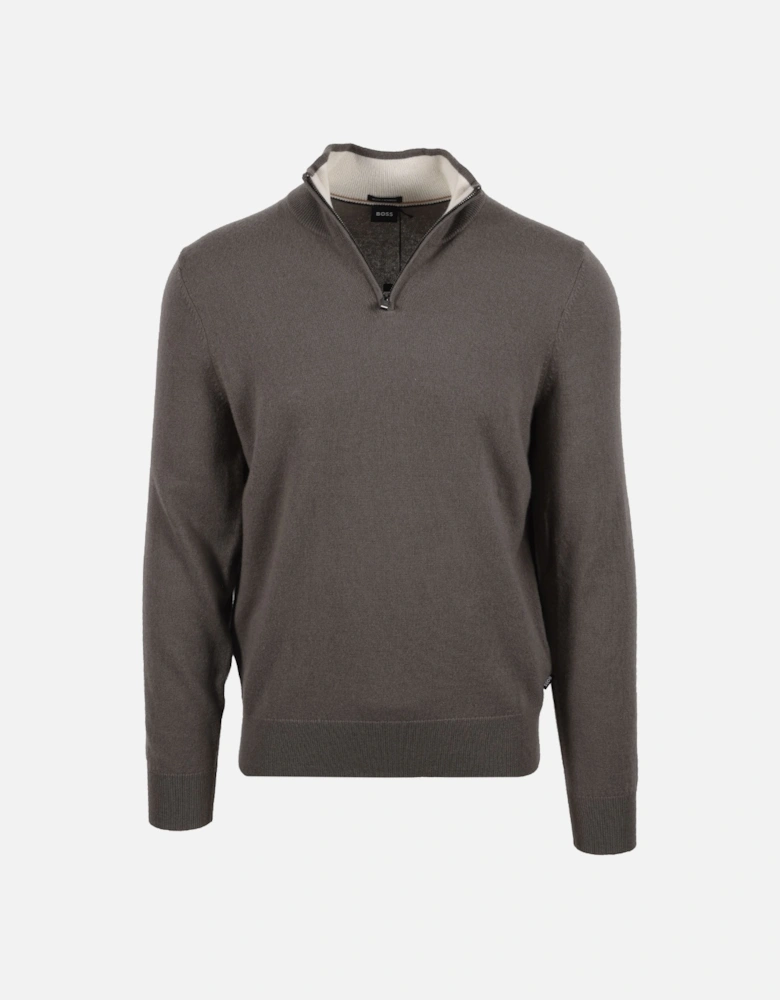 BOSS BLACK HEMARLO HALF ZIP KNITWEAR OPEN BROWN