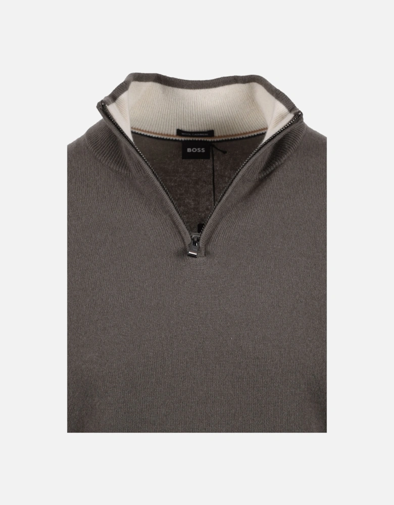 BOSS BLACK HEMARLO HALF ZIP KNITWEAR OPEN BROWN