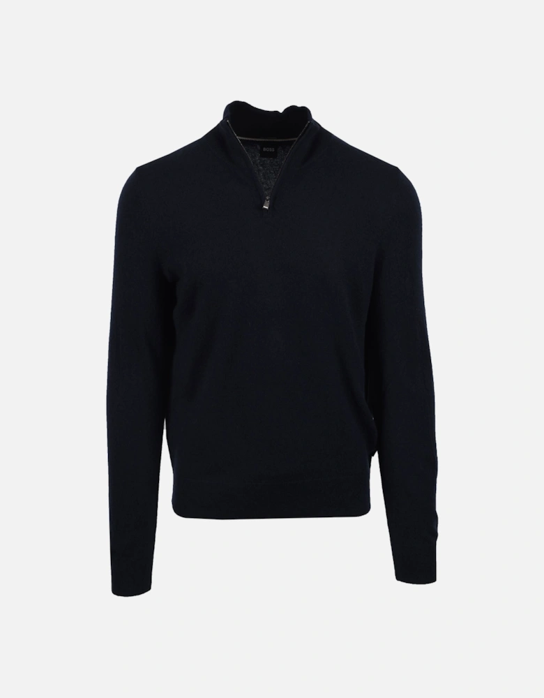 BOSS BLACK HEMARLO HALF ZIP KNITWEAR DARK BLUE