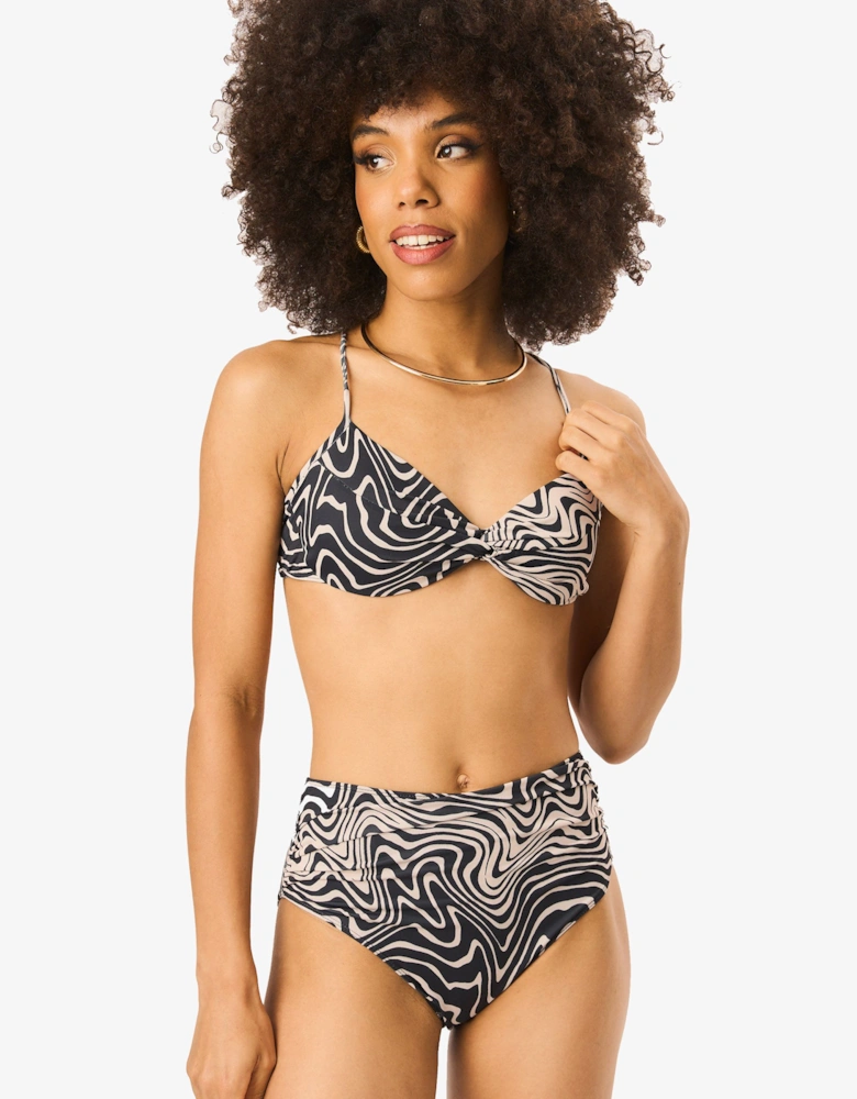 Mono Swirl Print Underwired Bikini Top