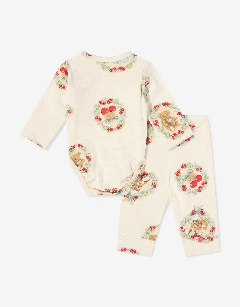 Konges Sløjd Baby Girls Deer Diary Bodysuit Set in Ivory
