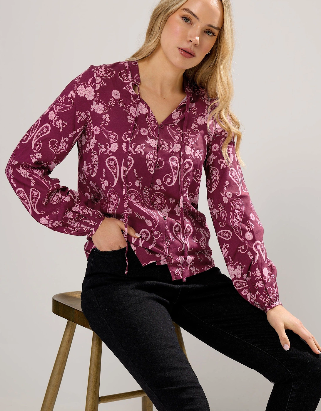 Tall Paisley Tie Blouse, 2 of 1