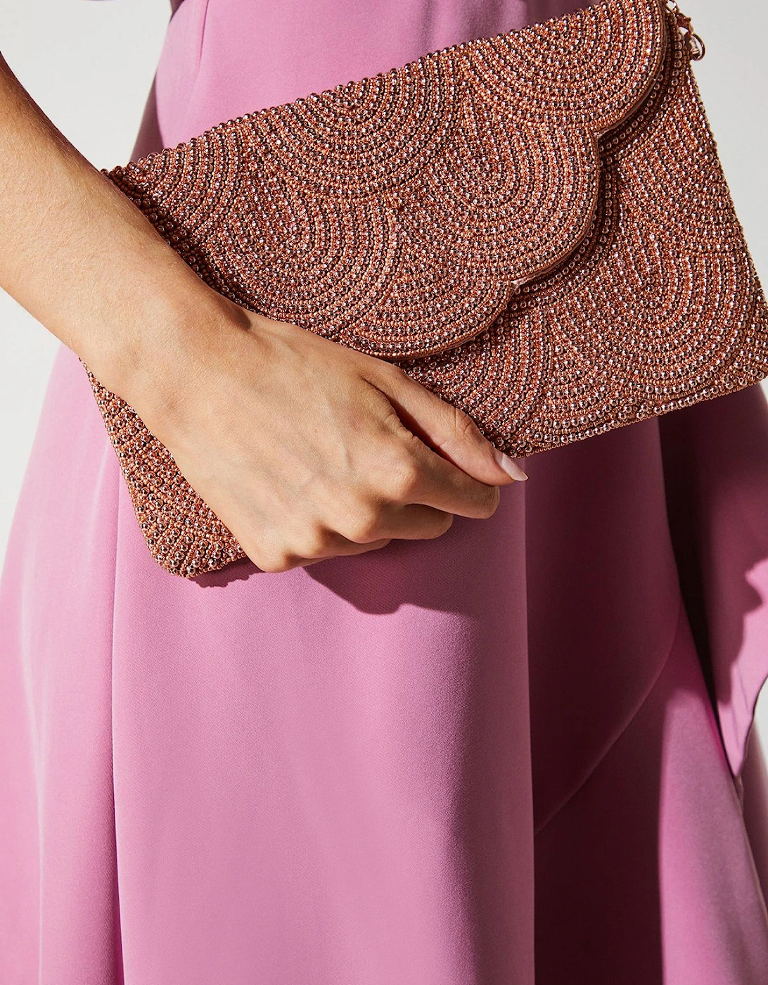 Pearl Beaded Scallop Clutch Bag With Shoulder Strap, 2 of 1