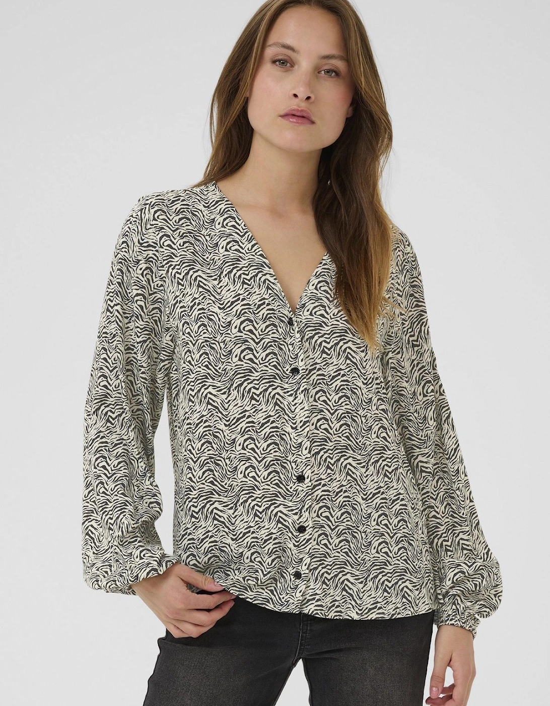 KAmiriam Long Sleeve V-Neck Blouse, 2 of 1