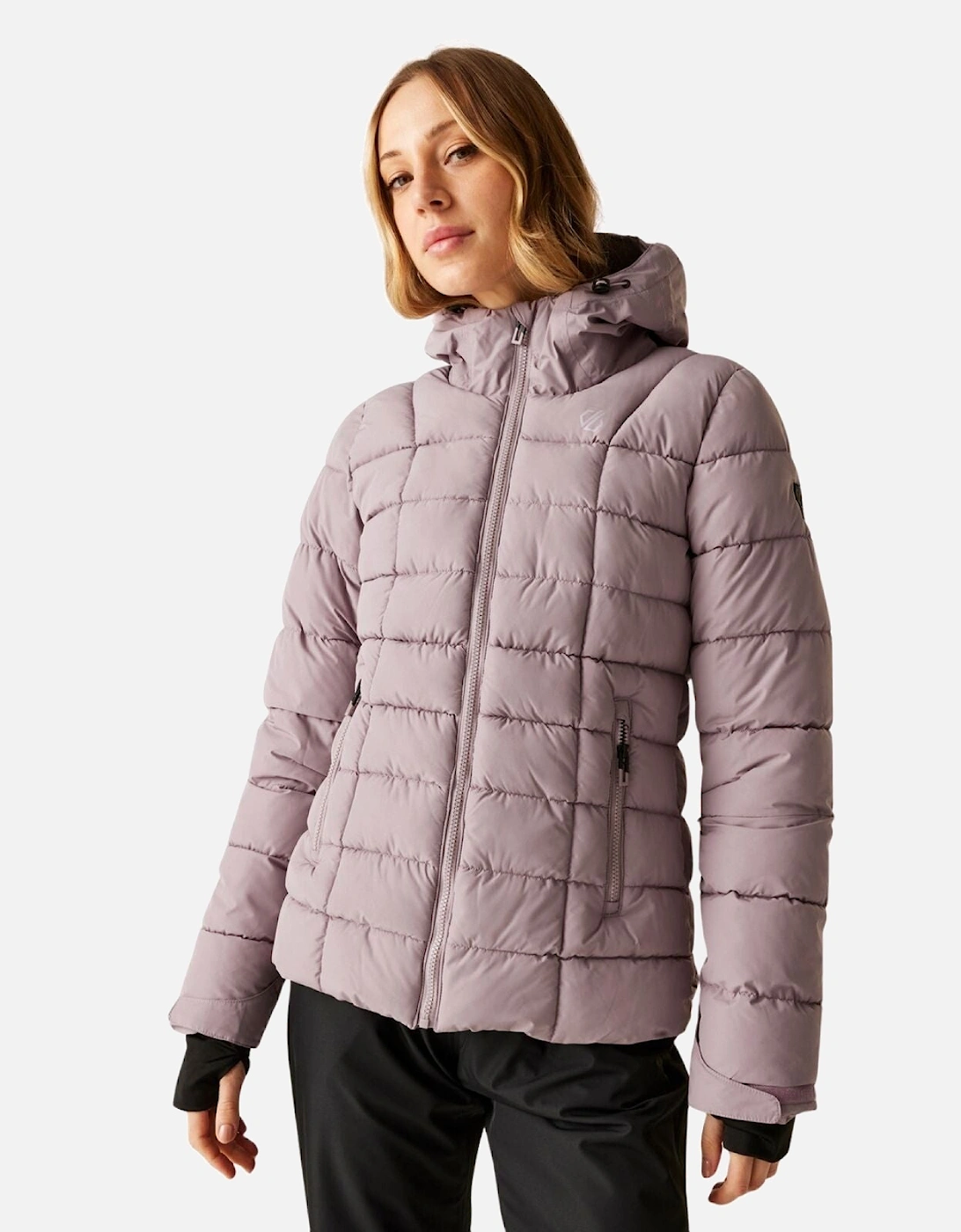 Womens Blindside Hooded Padded Water Repellent Ski Jacket, 2 of 1