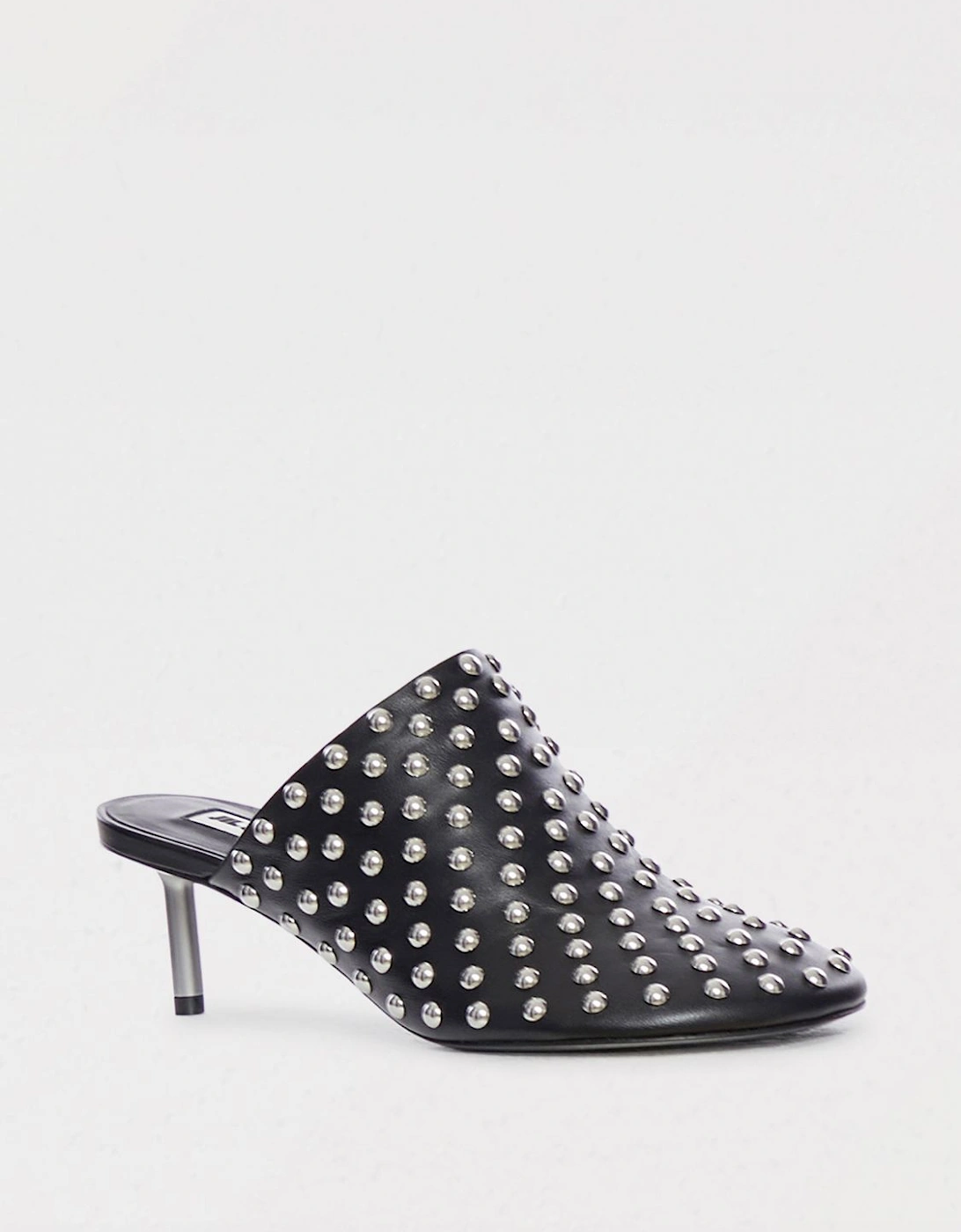 Studded Leather Kitten Heel Mules